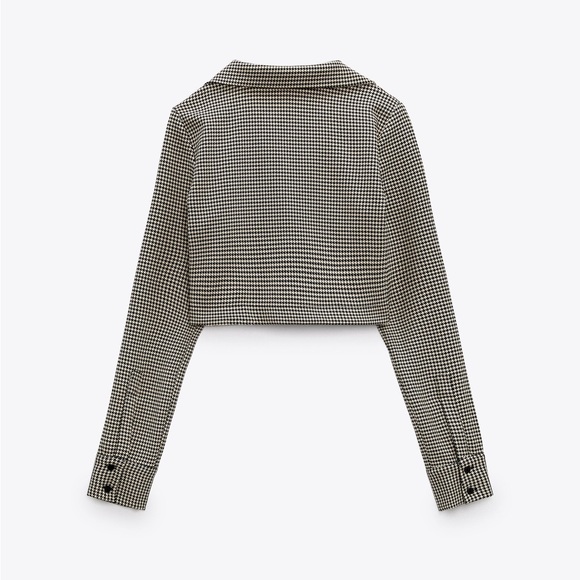 ZARA HOUNDSTOOTH POLO TOP - Picture 4 of 5